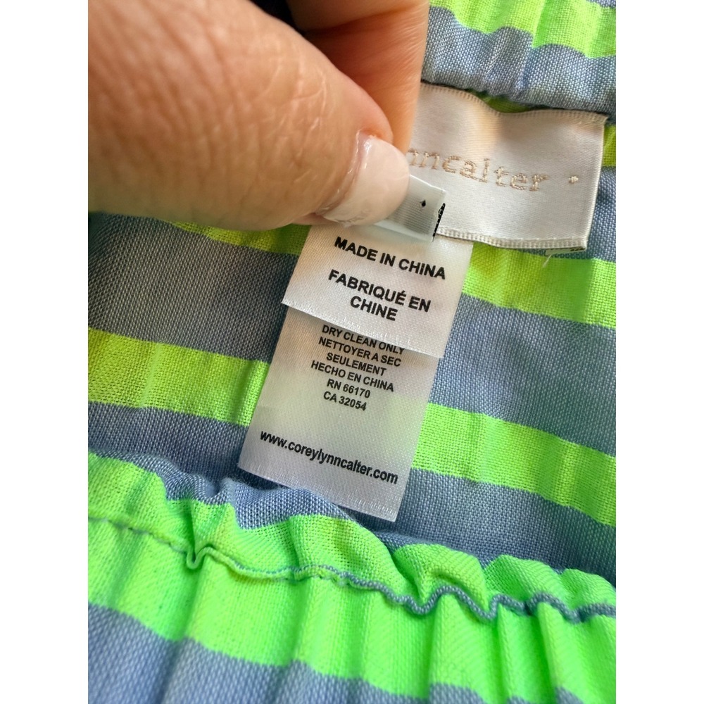 COREY LYNN CALTER Gray Green Stripe Preppy Beachy Coastal Off Shoulder Dress XL - Picture 6 of 10